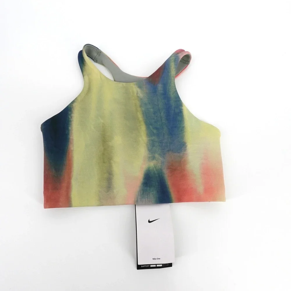 Nike One Dri-FIT Women Sports Bra XS Tie Dye High Neck Cutout HF5597-629 NEW‎